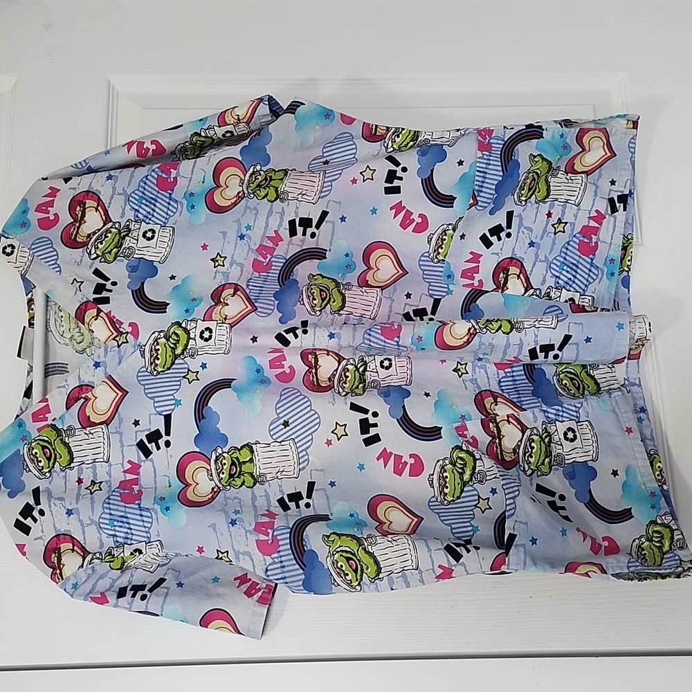 Sesame Street Oscar the Grouch Can It uniform scrub top
